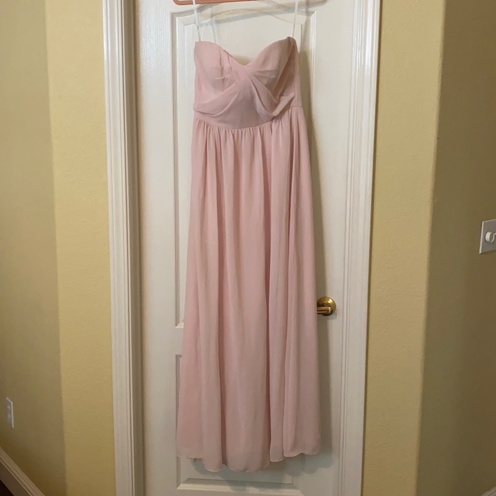 Social bridesmaids blush strapless dress